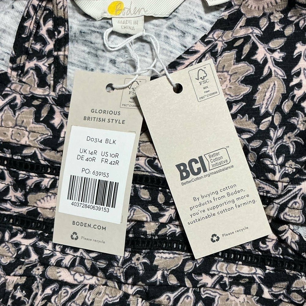 NWT Boden Black Floral Trim Detail Jersey Mini Dress US 10R - Picture 14 of 16